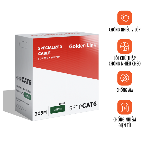 Cáp mạng Golden Link PLATINUM CAT.6 SFTP TW1104-1 (thùng trắng đỏ)