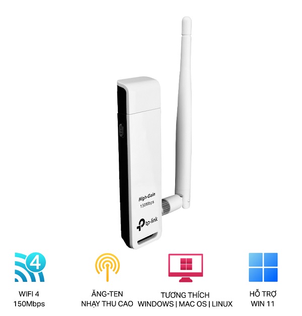 150Mbps High Gain Wireless N USB Adapter TP-LINK TL-WN722N