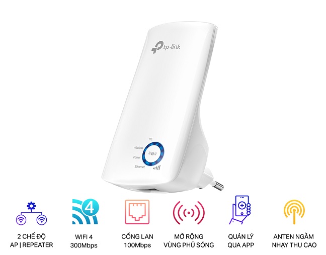 Bộ mở rộng sóng Wifi tốc độ 300Mbps TP-LINK TL-WA850RE