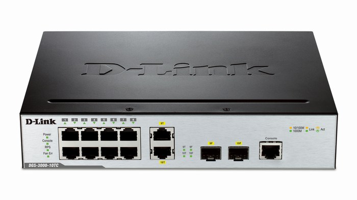 8-Port Gigabit + 2-Port Combo Gigabit/SFP L2 Managed Switch D-Link DGS-3000-10TC