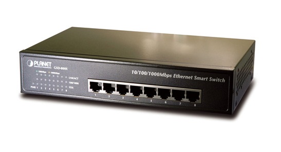 8-Port Smart 1000Base-T Copper Gigabit Ethernet Switch PLANET GSD-800S