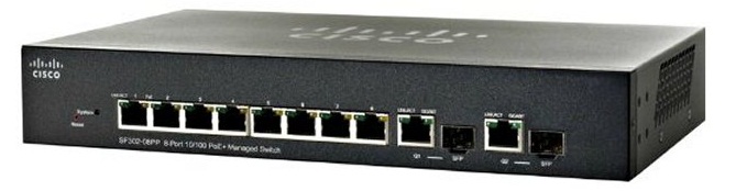 8-port PoE 10/100 + 2-Port Gigabit Switch Cisco SF302-08PP-K9