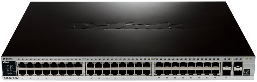 48-Port 10/100/1000Mbps L3 Stackable Managed Switch D-Link DGS-3620-52P/ESI