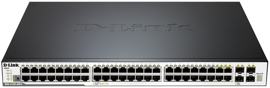 48-Port Gigabit L2 Stackable Managed PoE Switch D-Link DGS-3120-48PC/EEI