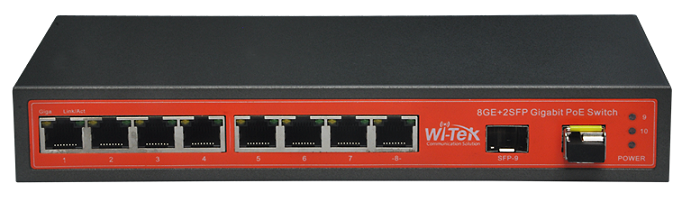 8 port 10/100/1000Mbps 24V PoE Switch WITEK WI-PS310GFR