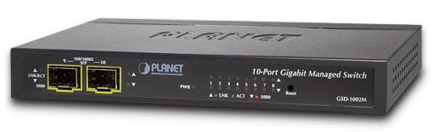 8-port 10/100/1000Mbps + 2-port 100/1000X SFP Switch PLANET GSD-1002M