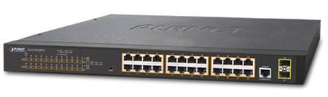 24-port 10/100/1000Mbps PoE Switch PLANET GS-4210-24P2S