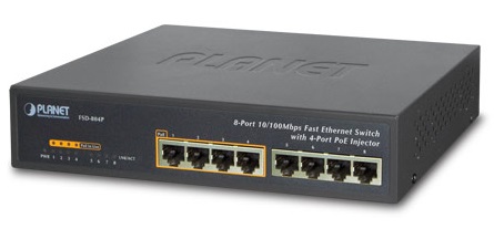 8-port 10/100Mbps with 4-port PoE Switch PLANET FSD-804P