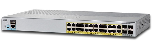 24-Port Gigabit Ethernet with PoE + 4 x Gigabit SFP Switch Cisco WS-C2960L-24PS-AP