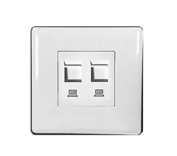 Ổ cắm mạng LAN 2 cổng Cat.5e HONEYWELL P63555WHI