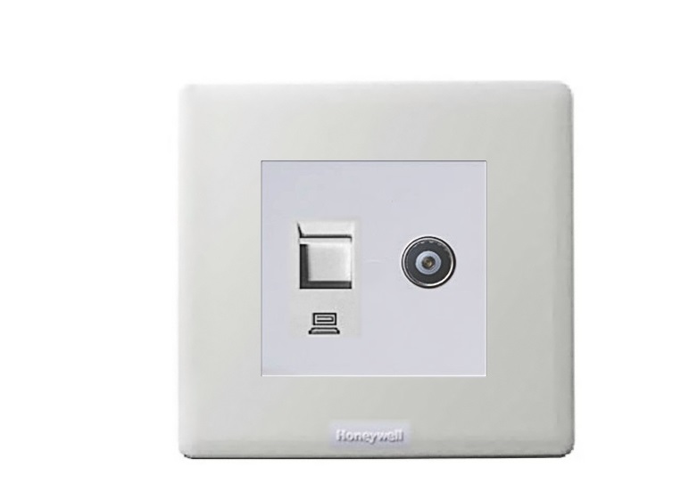 Ổ cắm Tivi + ổ cắm mạng Cat.5e HONEYWELL P63562WHI