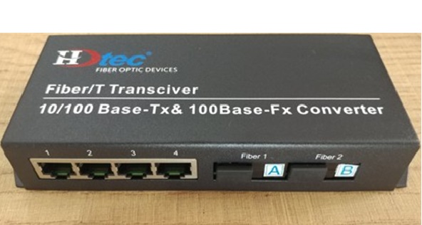 HDTEC Ethernet Converter 2 cổng quang 4 cổng RJ45 100Mbps