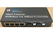 Media Converter HDTEC | Converter kết hợp HDTEC 2 cổng Quang 4 cổng RJ45 100Mbps