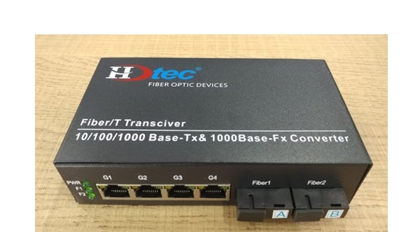 Converter kết hợp HDTEC 2 cổng Quang 4 cổng RJ45 1G