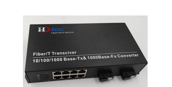 Converter kết hợp HDTEC 2 cổng Quang 8 cổng RJ45 1G