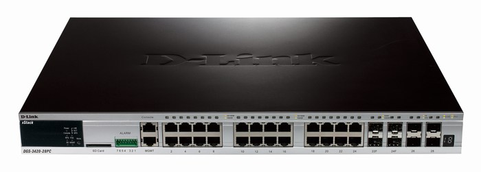 28-Port Gigabit L2 Stackable Managed PoE Switch D-Link DGS-3420-28PC/E