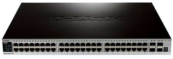 48-Port PoE Gigabit L2 Stackable Managed + 4-Port SFP+ Switch D-Link DGS-3420-52P/E