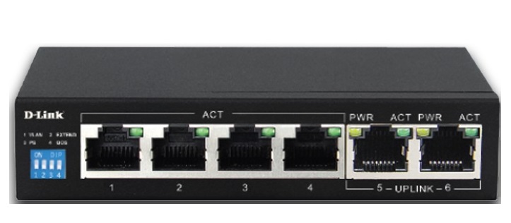 6-Port 10/100 with 4 PoE port Switch D-Link DES-F1006P