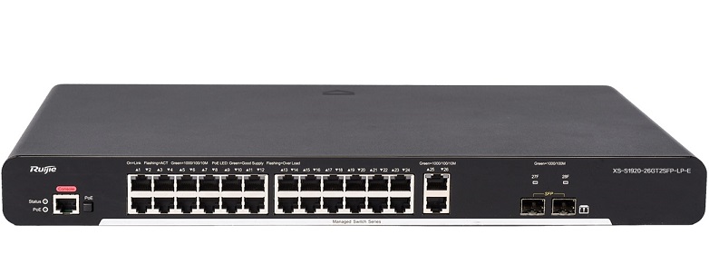 24-port 10/100Base-T Managed PoE Switch RUIJIE XS-S1920-24T2GT2SFP-LP-E