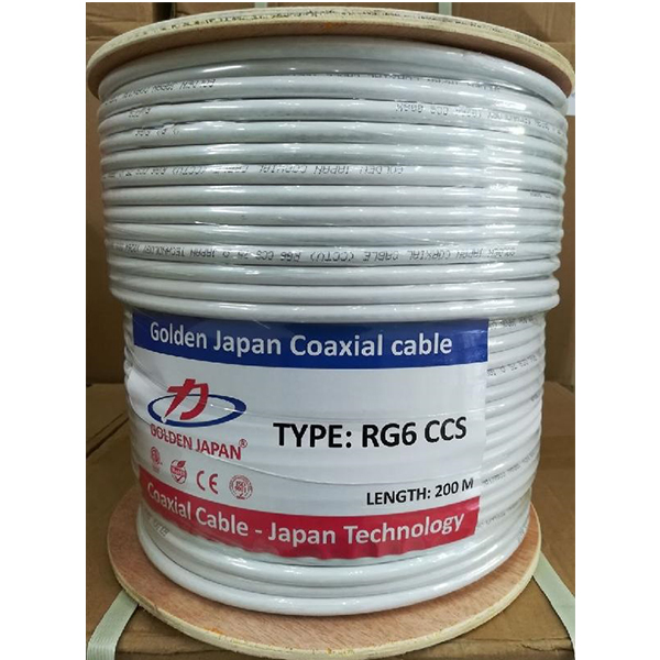 Cáp đồng trục 2 lớp chống nhiễu 200 mét/ cuộn GOLDEN JAPAN RG6 (CCS)