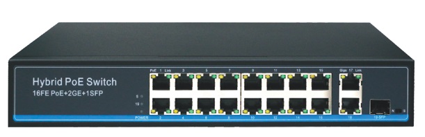 16-Port FE PoE + 2-Port GE Uplink + 1-Port SFP Switch HASIVO S2600P-16F-2G-1S