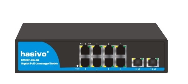 8-Port GE PoE + 2-Port Giga Uplink Switch HASIVO S1200WP-8G-2G