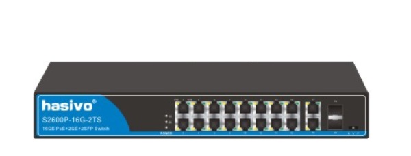 16-Port GE PoE + 2-Port Giga Uplink + 2-Port SFP Switch HASIVO S2600WP-16G-2TS