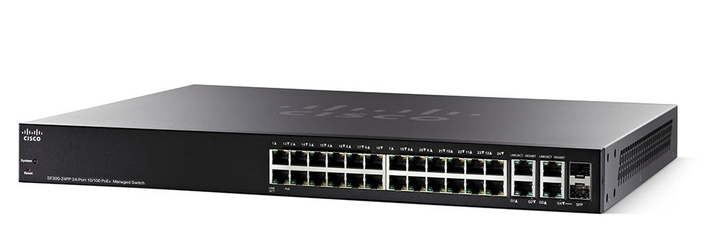 24-port 10/100Mbps PoE+ Managed Switch CISCO SF300-24PP-K9-EU