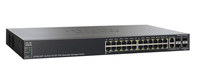 24-port 10/100 PoE Stackable Managed Switch Cisco SF500-24P-K9-G5