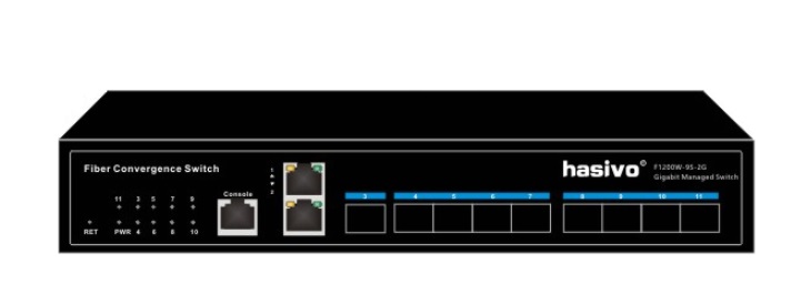 9-Port 1000M SFP + 2-Port GE Managed Fiber Switch HASIVO S1100W-9S-2G