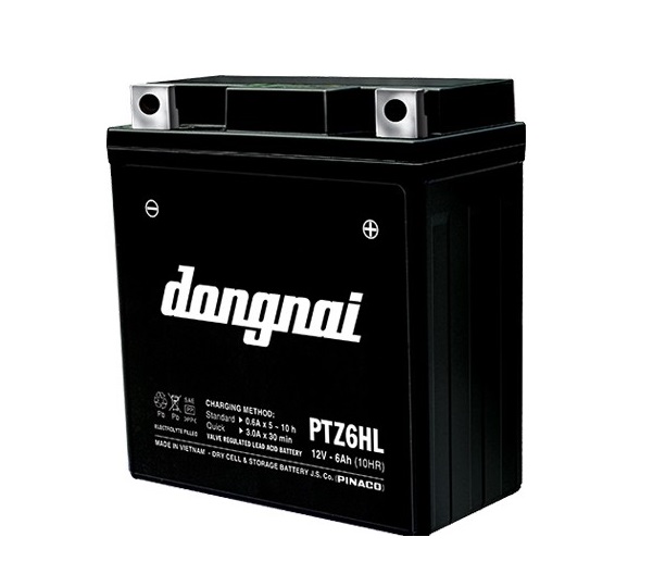 Ắc quy gắn máy 12V-6Ah Đồng Nai Pinaco PTZ6HL