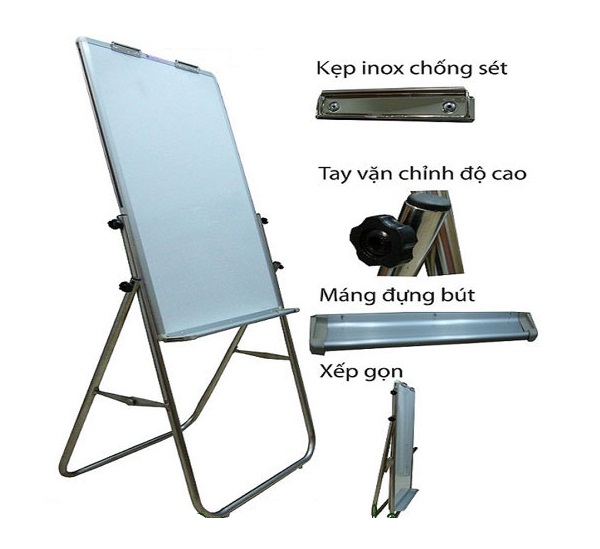 Bảng Flipchart viết bút lông từ tính chân inox BAVICO kích thước 120x120cm