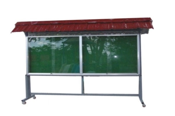 Bảng thông báo cửa kiếng gắn khóa, có mái che BAVICO 120x360cm