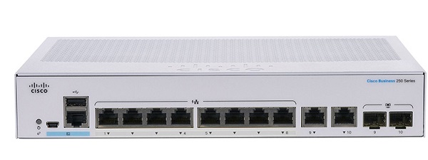 10-Port Gigabit Ethernet Smart Switch CBS250-8T-E-2G-EU