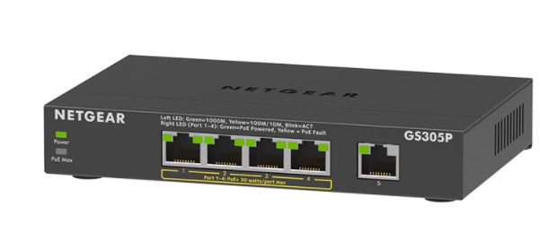 5-Port Gigabit Ethernet PoE Unmanaged Switch NETGEAR GS305P