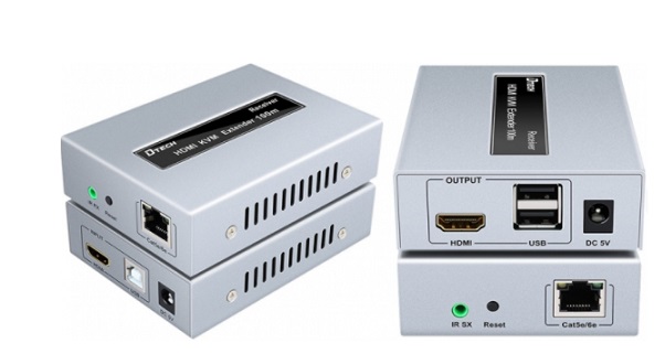 Bộ khuếch đại HDMI qua LAN 100m + USB KVM DTECH DT-7054A