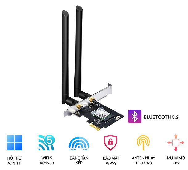 AC1200 WiFi Bluetooth 4.2 PCIe Adapter TP-LINK Archer T5E