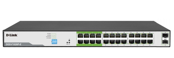 24-Port 1000Mbps PoE + 2-Port SFP Switch D-Link DGS-F1026P-E