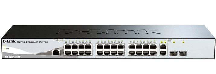 24-Port 10/100Mbps + 2-Port Combo SFP Metro Ethernet Switch D-Link DES-1210-26/ME