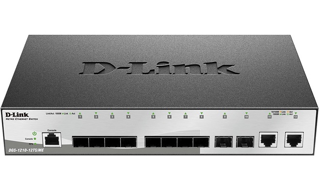 12-Port Gigabit Fiber Metro Ethernet Switch D-Link DGS-1210-12TS/ME