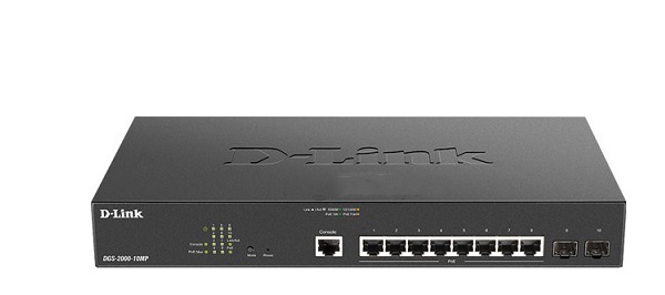 8-port Gigabit Ethernet + 2-Port Gigabit SFP PoE Switch D-Link DGS-2000-10MP