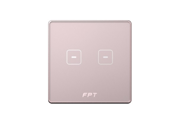 Công tắc cảm ứng 2 nút vuông Rose Gold FPT Smart Home SNZD0120