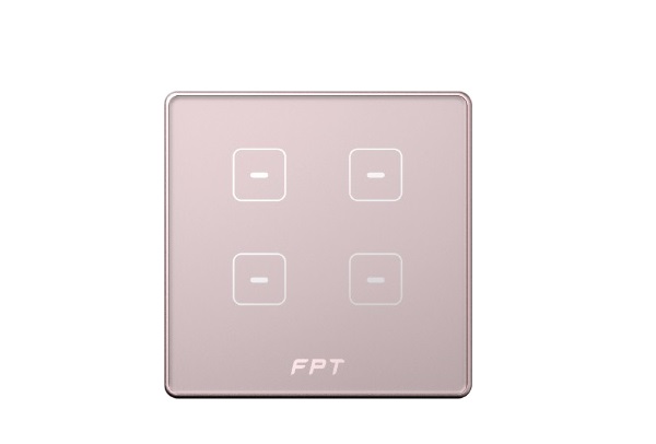 Công tắc vuông cảm ứng 3 nút + 1 nút ngữ cảnh Rose Gold FPT Smart Home SNZD0123