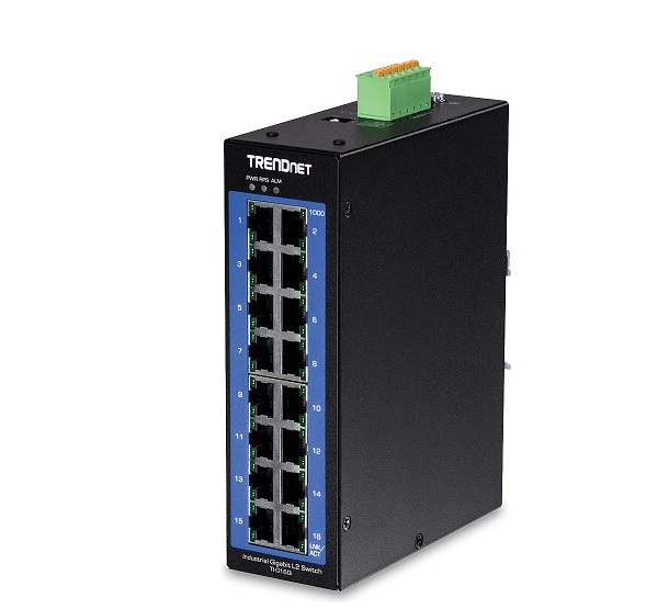 16-Port Industrial Gigabit L2 Managed DIN-Rail Switch TRENDnet TI-G160i