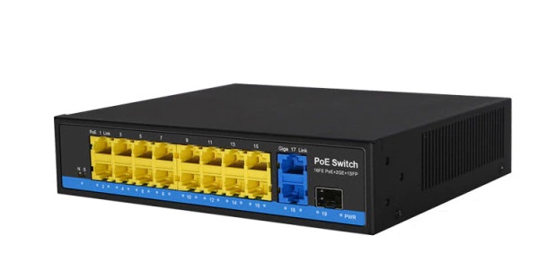 16-Port FE PoE + 2-Port GE Uplink + 1-Port SFP Switch HASIVO S2600P-16F-2G-1S-SE