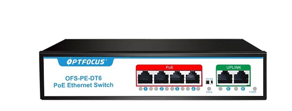 4-port 100M PSE + 2-port 100M Uplink PoE Switch OPTFOCUS OFS-PE-DT6