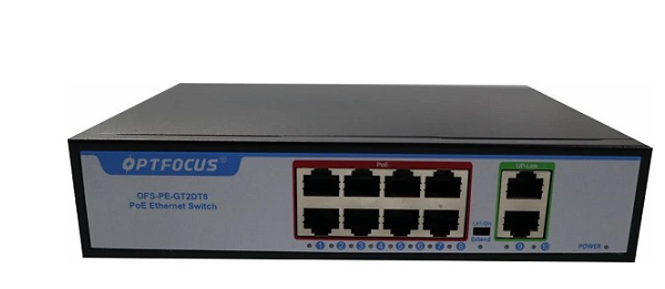 8-port 100M + 2-port 1000M Uplink PoE Switch OPTFOCUS OFS-PE-GT2DT8