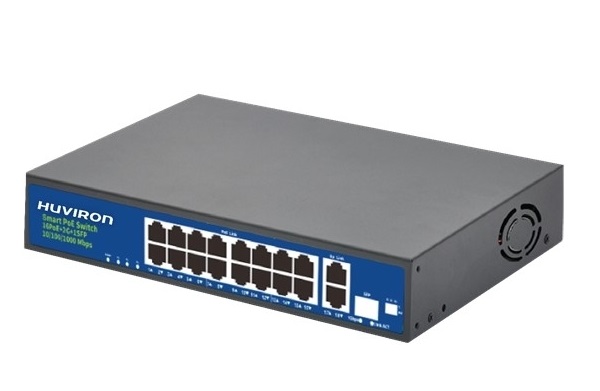 16-port 10/100M PoE Switch HUVIRON F-SP3-16F2G1S-BL