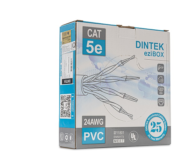 Cáp mạng Dintek CAT.5E UTP (1101-03040, 100 mét/thùng)