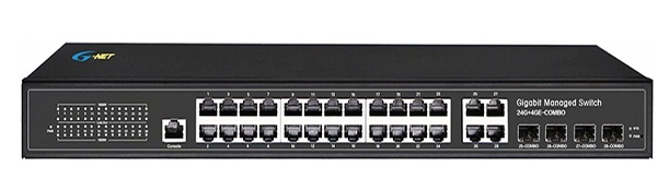 24-port Gigabit + 4-port Gigabit Combo Layer 2 Managed Switch G-NET G-MES-4GXC24GT-SFP